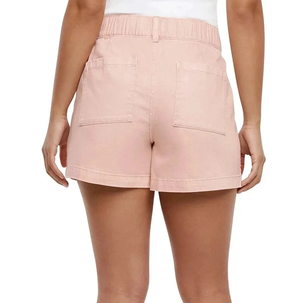 Gap Women's Patch Pockets Elastic Waist Twill Shorts, Pink, Size Medium, New